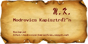 Modrovics Kapisztrán névjegykártya